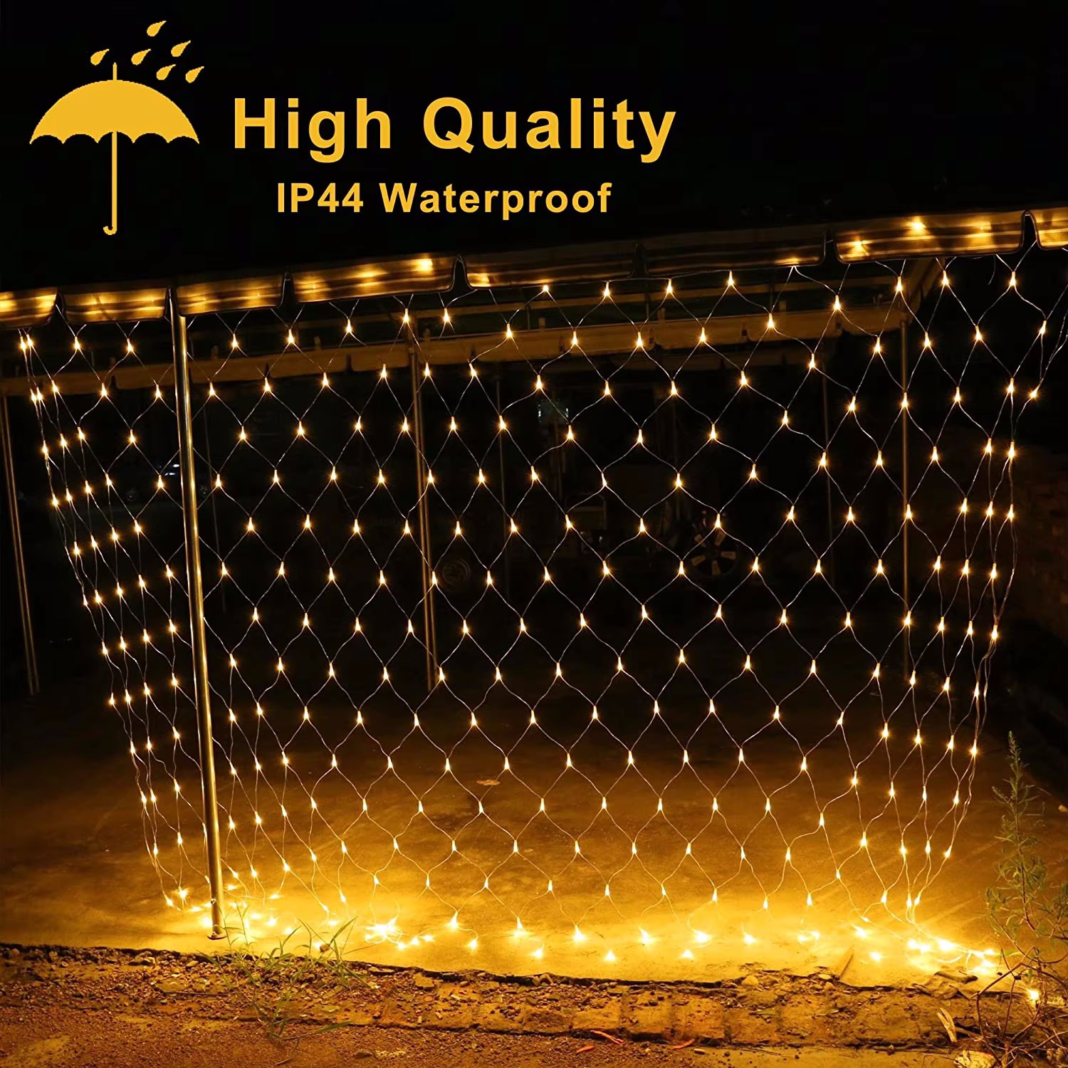 Luces de red para exteriores, luces de malla para exteriores, 8 modos, luces centelleantes para jardín, Patio, pared, techo, balcón, Navidad, 1 ud.