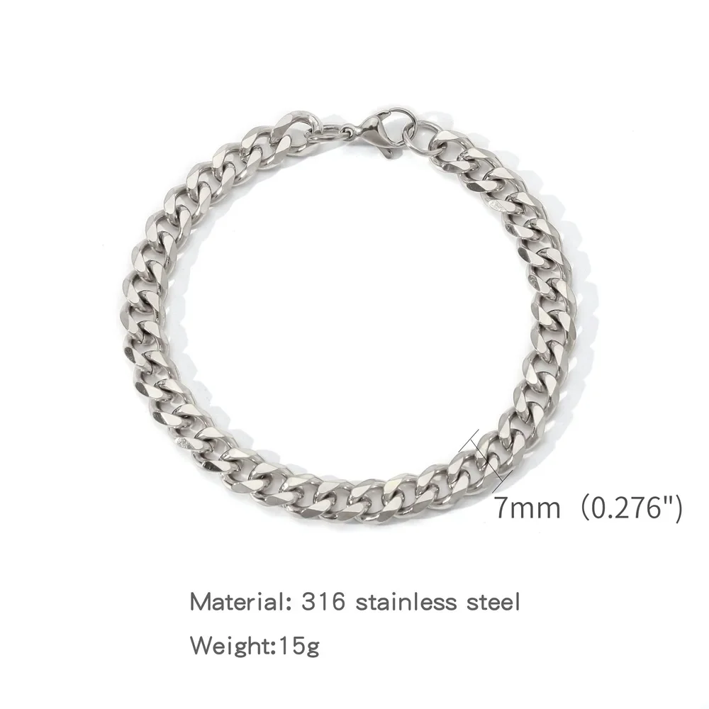 5-9 มม.สร้อยข้อมือสแตนเลสกันน้ํา Miami Curb CHAIN สําหรับผู้หญิงคลาสสิก Punk Heavy Cuban Link สายรัดข้อมือเครื่องประดับของขวัญ