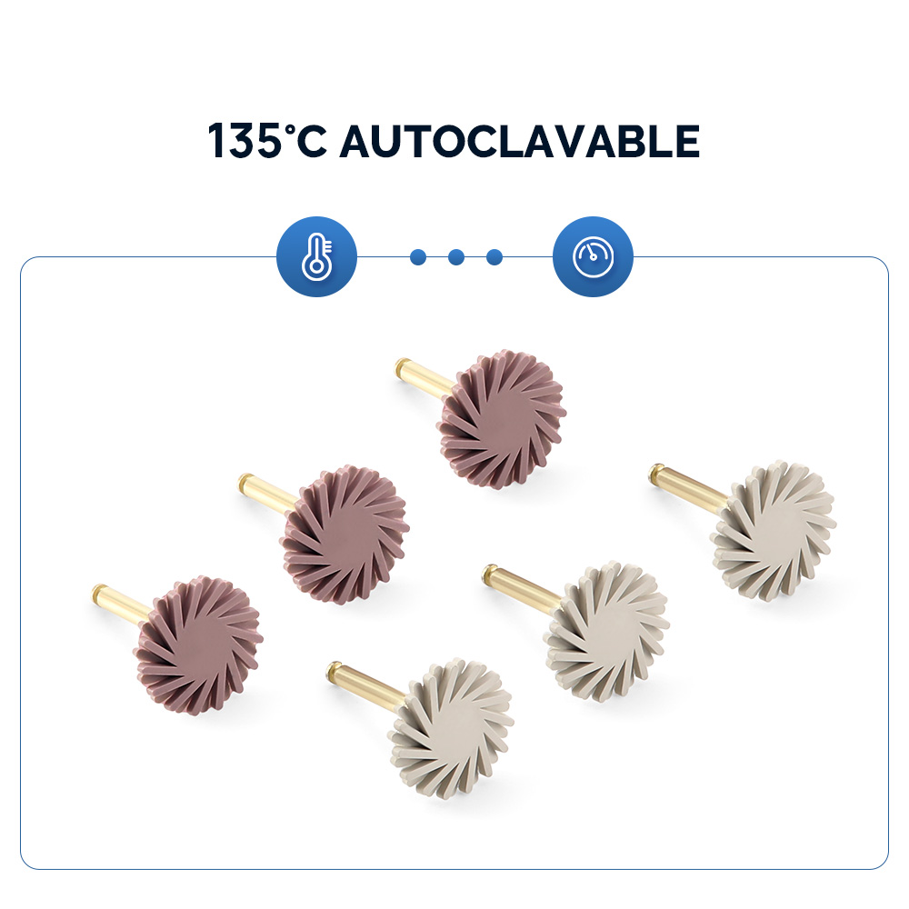 Azdent 6 pçs/caixa dental composto resina polimento disco roda kit escova burs disco de silicone 2 passo polimento