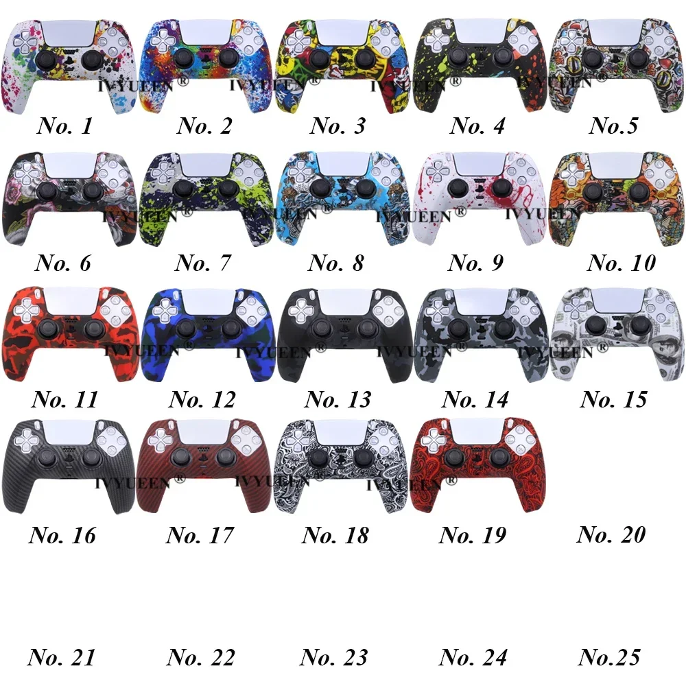 Coque de protection en silicone pour manette Sony Playstation 5 PS5, impression par transfert d'eau, housse en caoutchouc JoysUniverse, capuchons de poignées de pouce