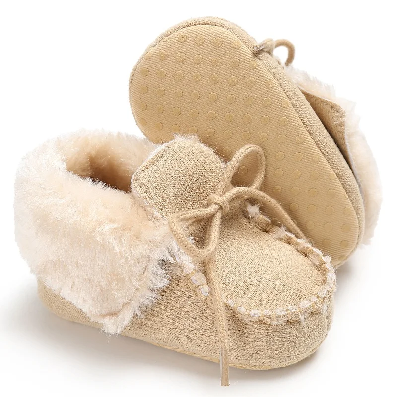 Sapatos de caminhada de algodão para bebê da origem com sola macia, botas de neve quentes de outono e inverno, sapatos de caminhada confortáveis para bebês