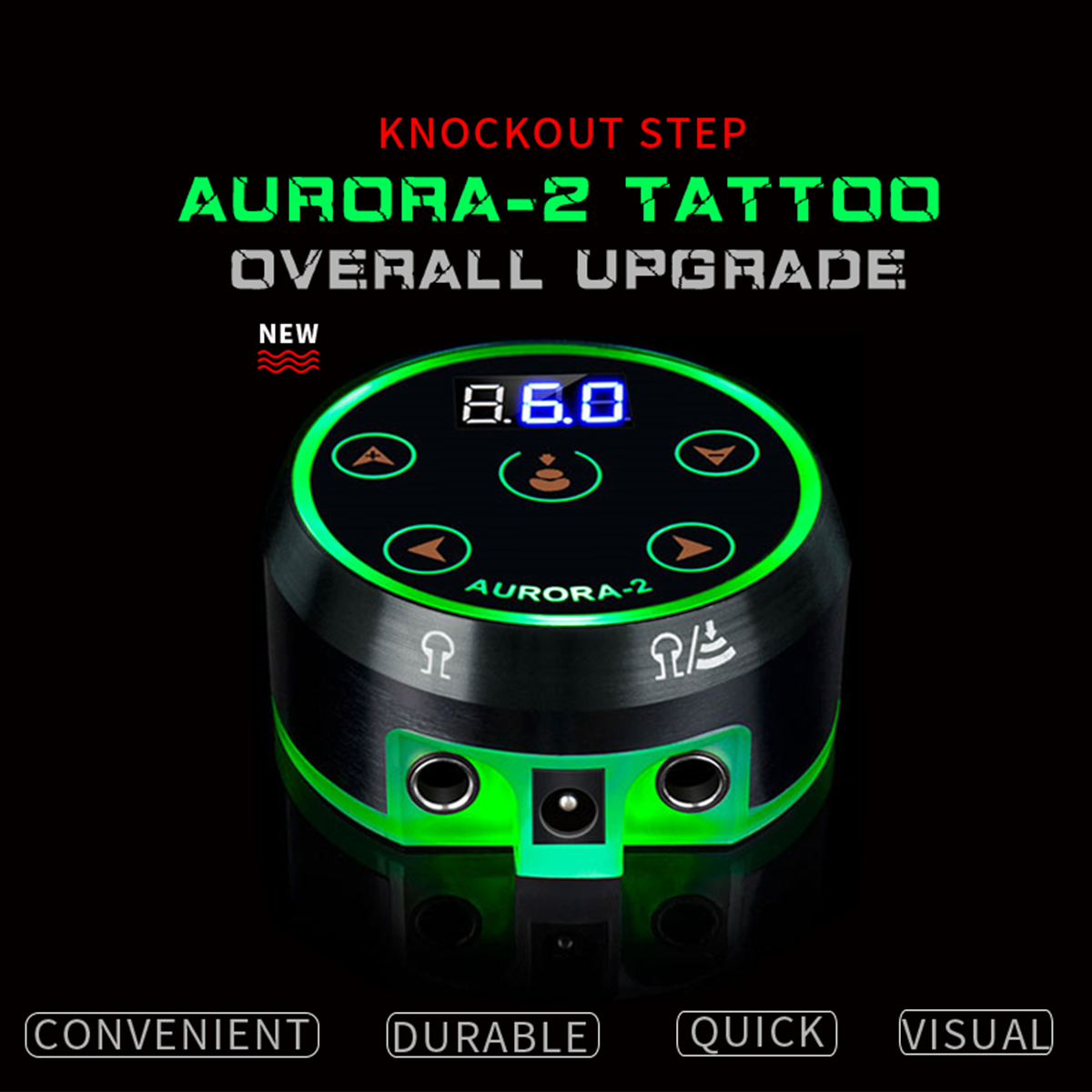 Aurora 2 fonte de alimentação para bobina e máquina de tatuagem rotativa caneta bateria aurora 3 atualização dupla saída lcd tela tft toque completo
