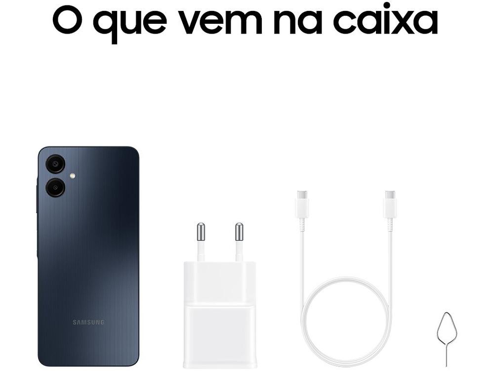Smartphone Samsung Galaxy A06 128GB 4GB RAM Azul Escuro 6,7" Câm. Dupla + Selfie 8MP