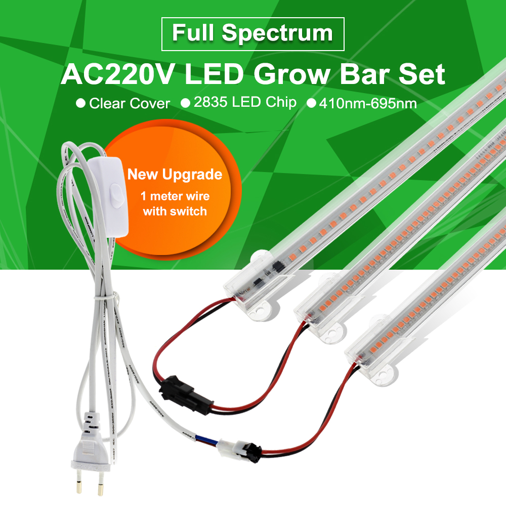 แสงไฟ LED เติบโต 220V เต็มสเปกตรัมหลอดไฟ LED Bar สำหรับพืชสูงส่องสว่างประสิทธิภาพ 8W 50/30 ซมสำหรับเต็นท์เติบโตโรงเรือนดอกไม้
