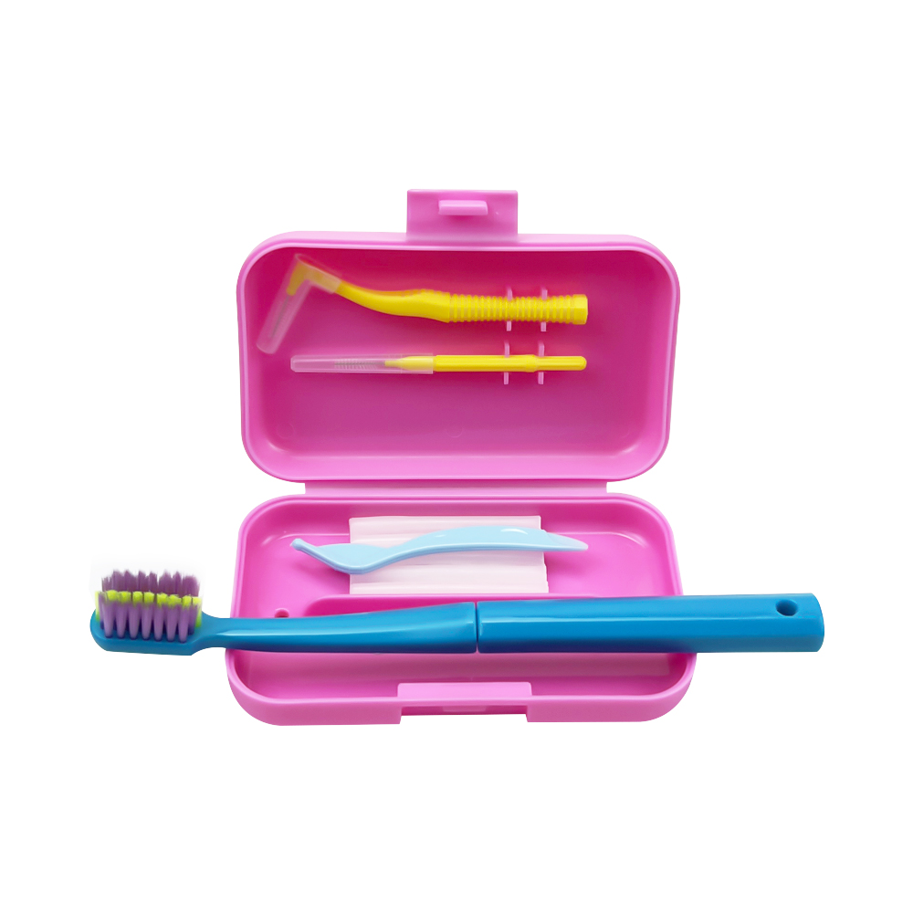 Oral Portable Toothbrush Orthodontic Set with Interdental Brush Toothbrush Teeth Cleaning Kits For Braces Gum Irritation Case