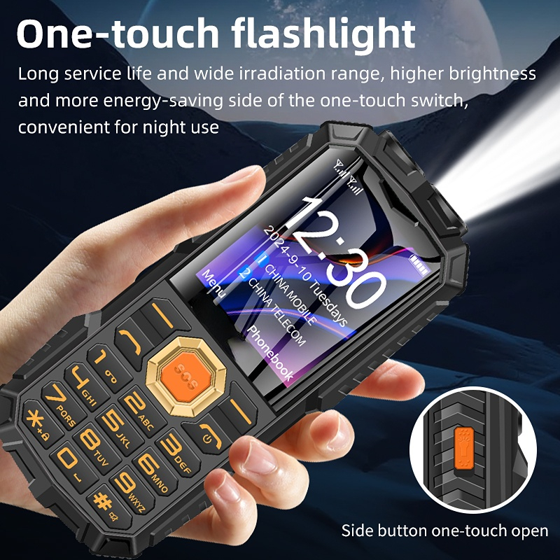 4G LTE Senior Flip Phone for Elderly Large Buttons Powerbank Long Standby SOS Call LED Light Loud Sound Fast Dial