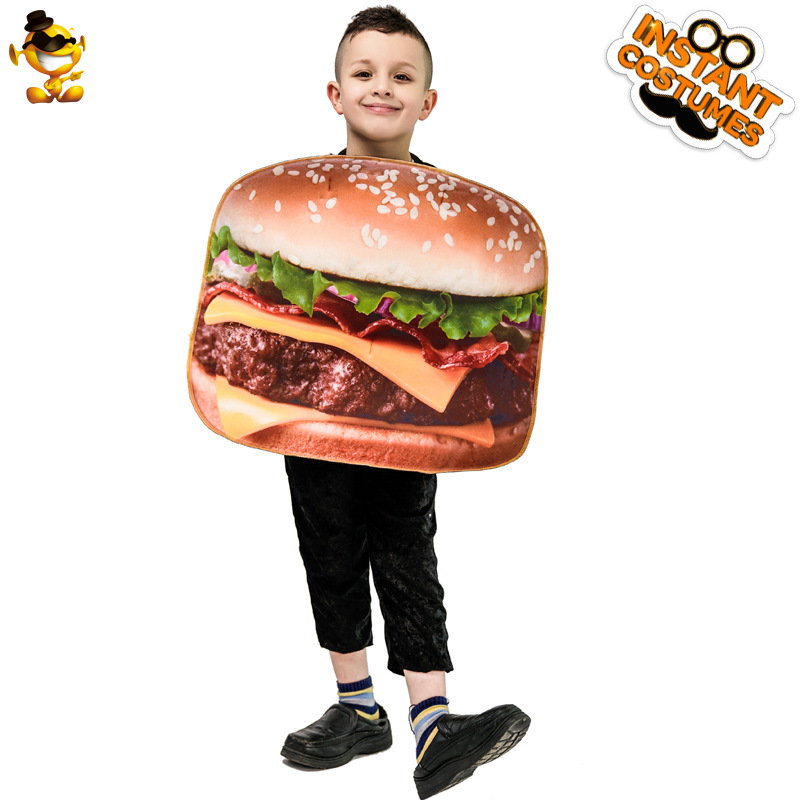 Criança spoof hambúrguer comida engraçada carnaval festa traje palco personagem desempenho traje adereços de halloween