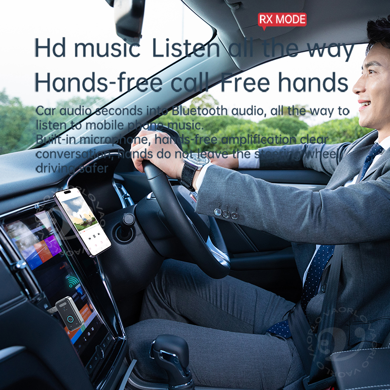 Upgraded Bluetooth 5.4 Car AUX Audio Adapter HiFi Stereo Music Wireless Receiver Transmitter 3.5MM With Mic Calling For Car Kit