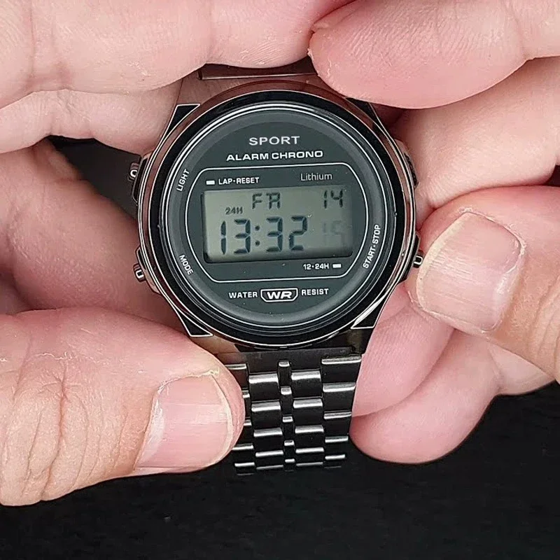 Reloj de pulsera F91W de lujo para hombre, resistente al agua, Digital, de acero inoxidable, deportivo, militar, redondo, reloj de pulsera electrónico para hombre