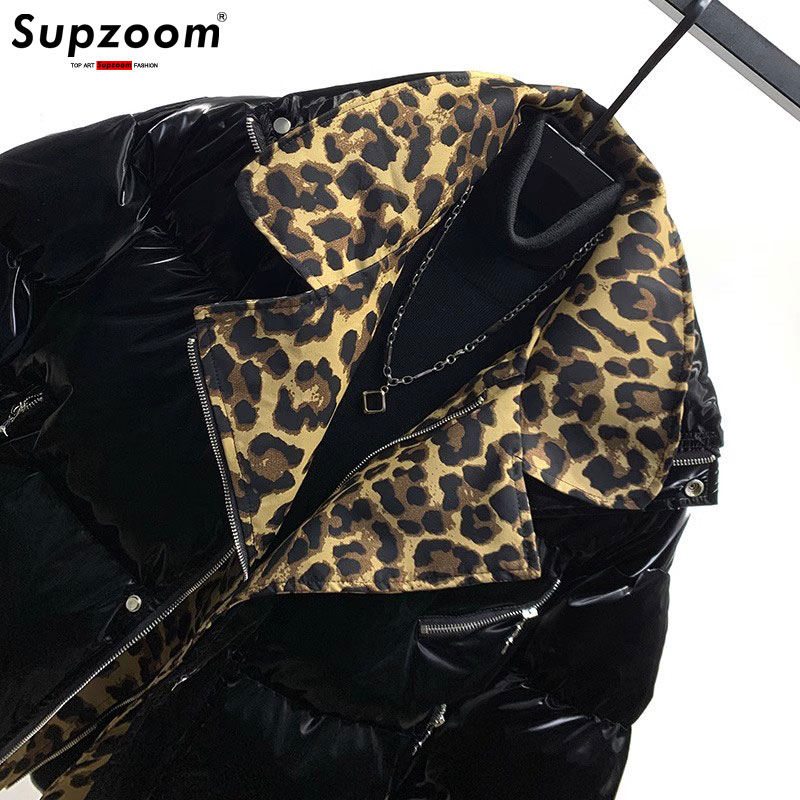 Supzoom 2023 New Arrival Casual Male Popular Winter Trendy Vertical Collar Thickened Warm Couple Bright Short Bread Jacket Men