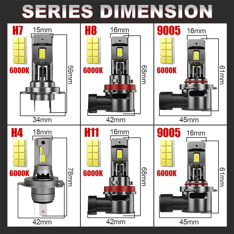 300w turbo h7 h11 lâmpadas led canbus luzes 30000lm h4 9012 9005 hb3 9006 mini lâmpada 5570 csp carro sem fio led com ventilador