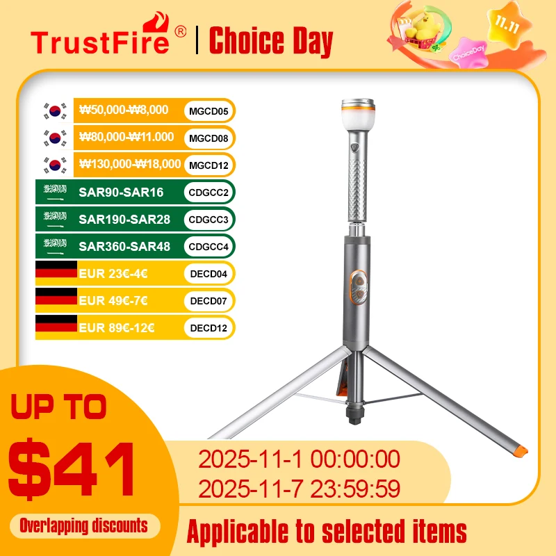 Trustfire WL22 Flashlight 1900MM Telescopic Camping Lights 2200mAh Lanterns With Remote Control light for Outdoor Car Repair