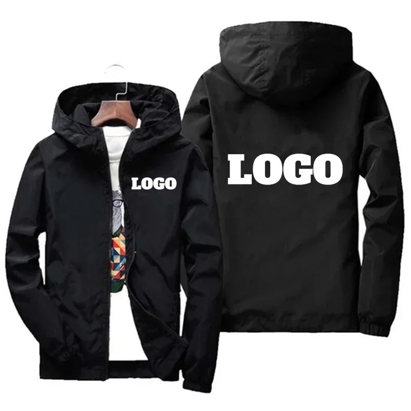 Nome personalizado: jaqueta de outono, blusão impermeável masculino, roupas casuais, tamanho grande 7Xl, roupas esportivas pretas ao ar livre