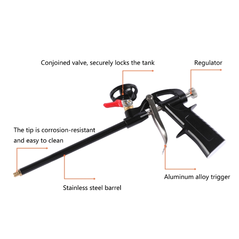 Foam Expanding Spray Gun Jet Washer Glue Gun Metal Polyurethane Trigger Sprayer Pump Sealant Caulking Tool for House Renovation