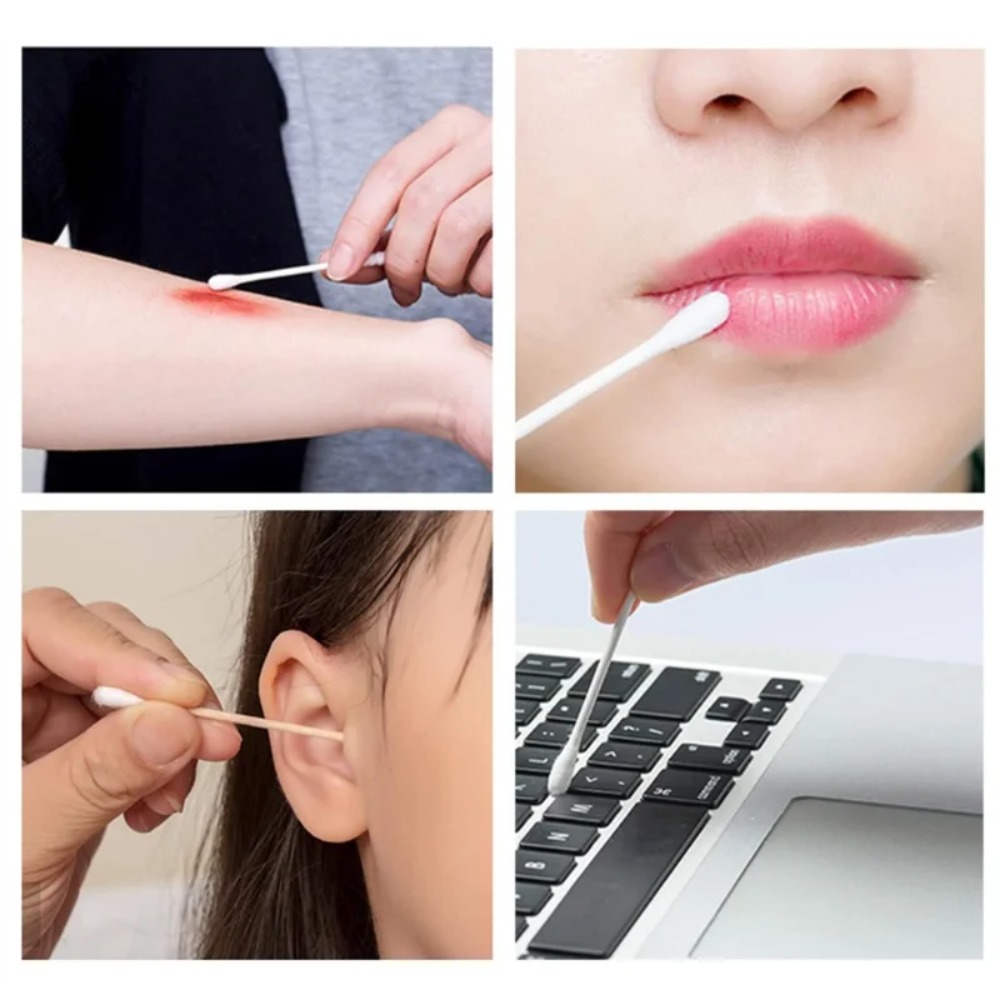 100/300/500/1000 Uds hisopo de algodón de doble cabeza maquillaje de mujer punta de bastoncillos de algodón para palos de madera limpieza de nariz y oídos herramientas de cuidado de la salud