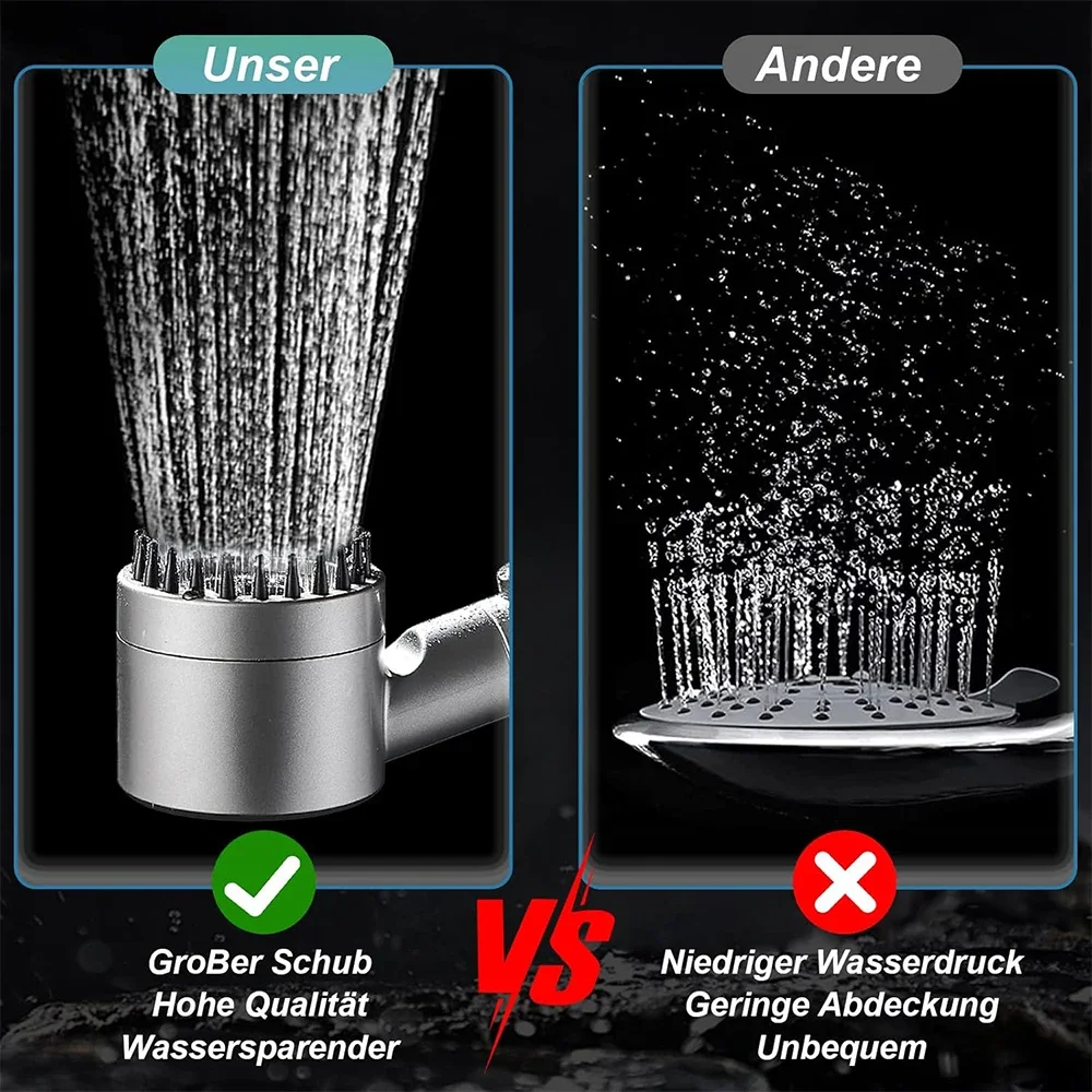 Filtro per risparmio idrico ad alta pressione a 3 modalità Potente soffione doccia Massaggio Spa Soffione doccia portatile con interruttore ON/OFF per bagno