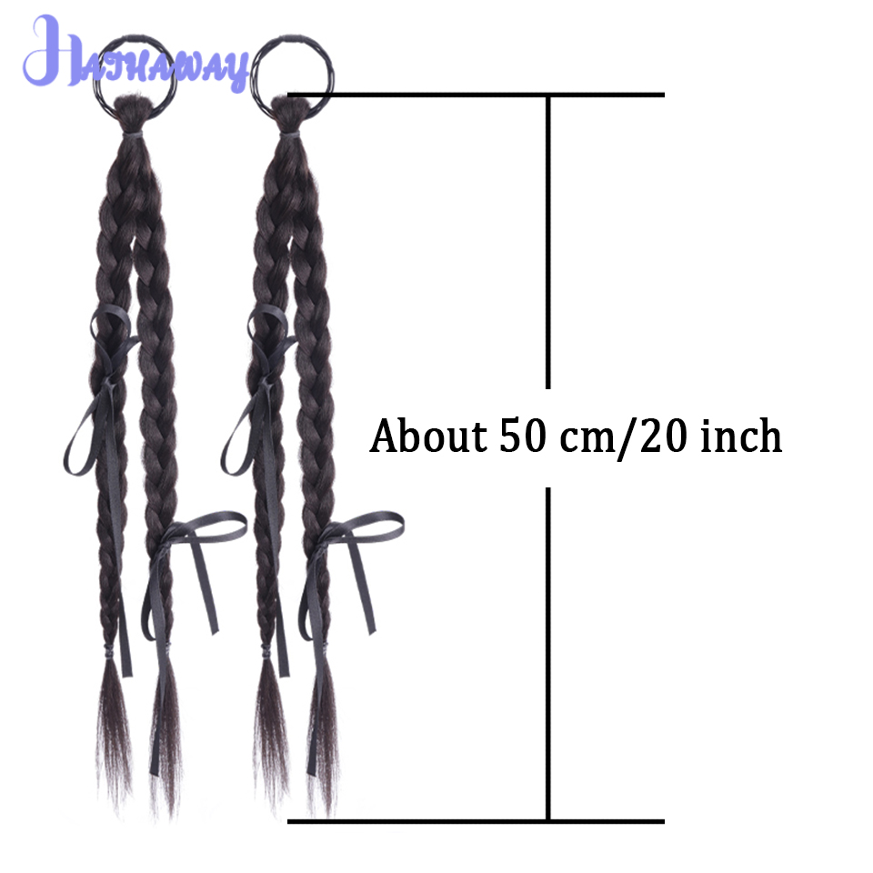 合成ポニーテールウィッグ,女性用ボクシング編組,ナチュラルボウ,ダブルツイスト,ブラックリボン,中国語,新品,20インチ