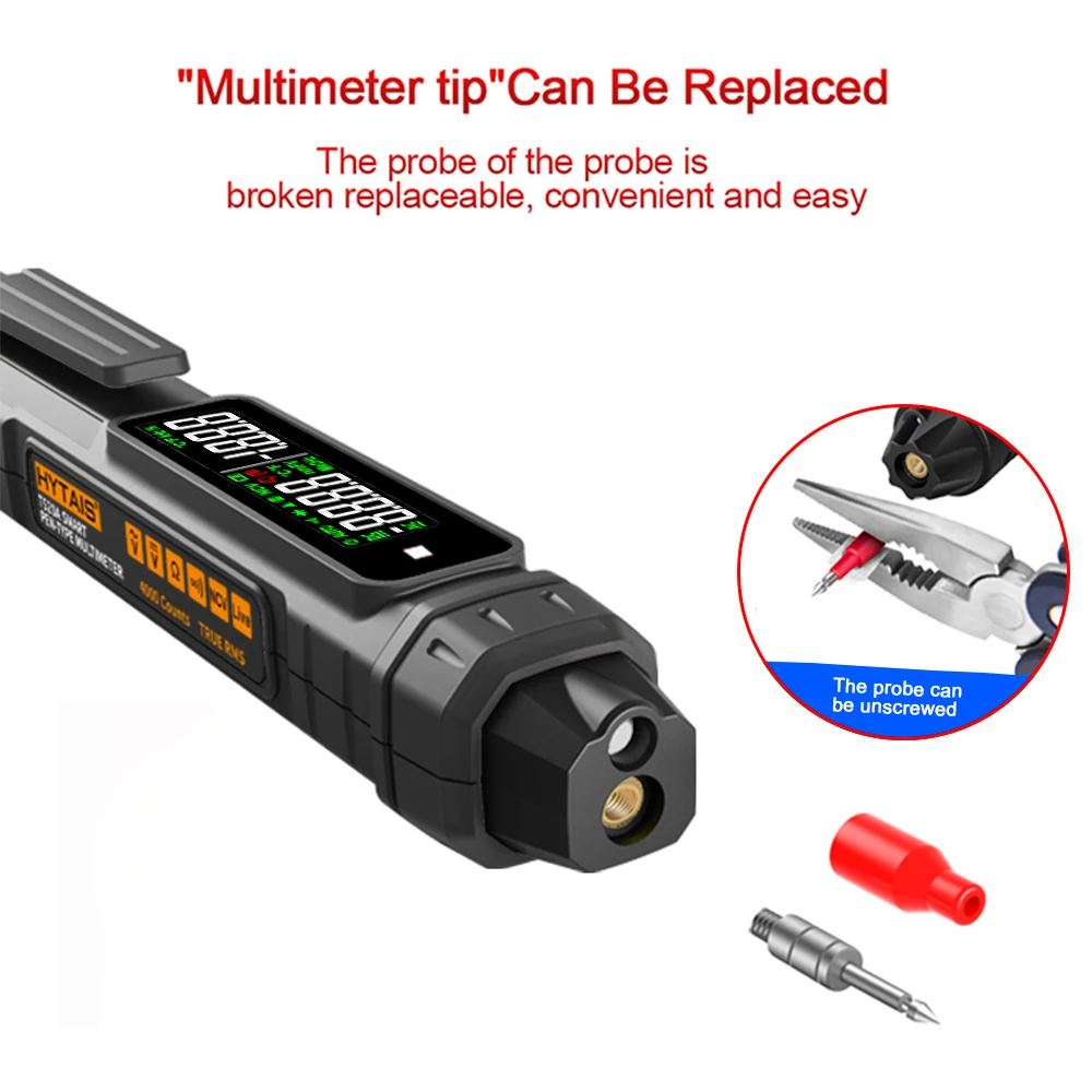 Multímetro Digital inteligente, bolígrafo Detector de voltaje de alta precisión sin contacto, 6000 recuentos, rango automático, capacitancia, probador NCV OHm