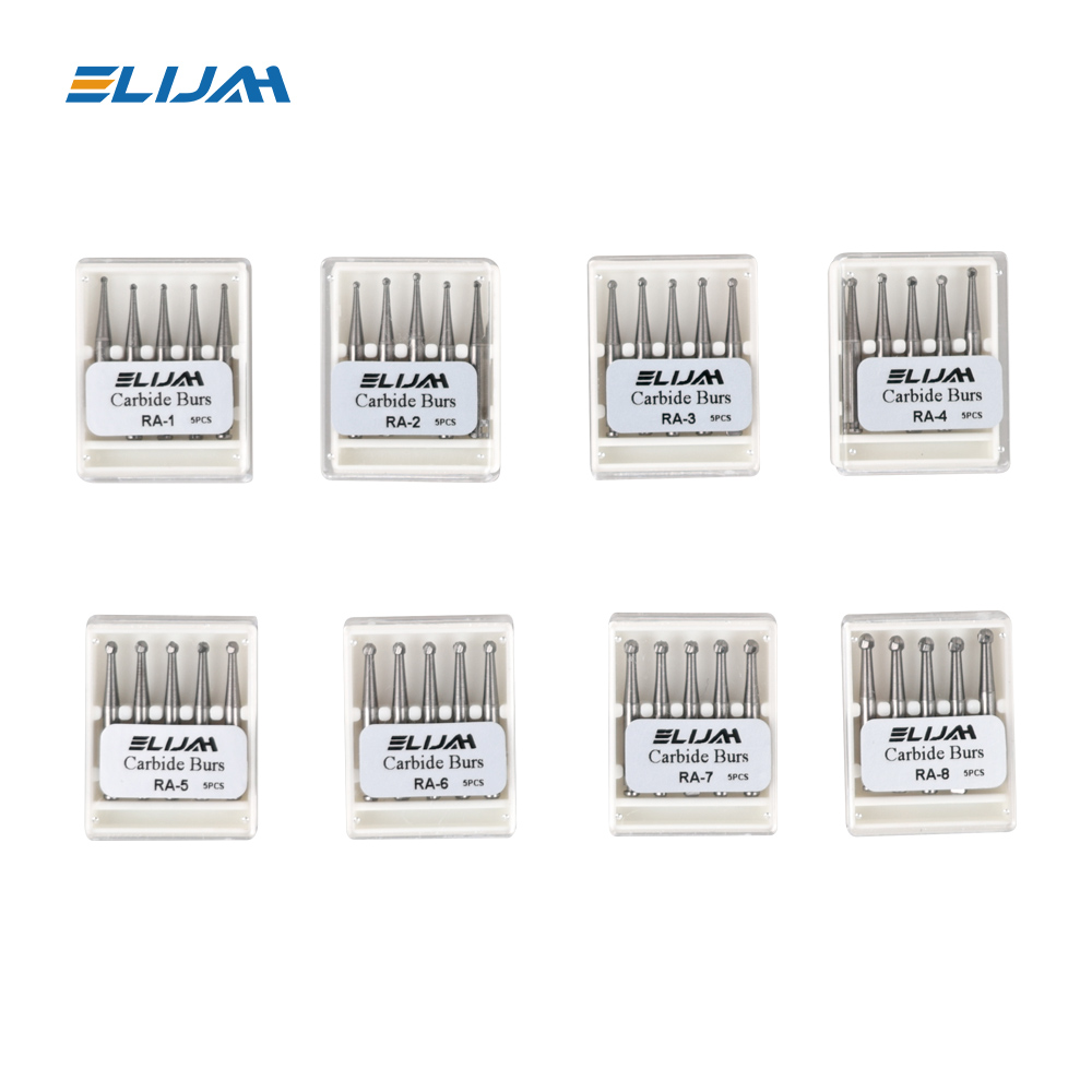 5 pçs/caixa dental tungstênio aço carboneto burs baixa velocidade ra série odontologia broca cortadores dentais cabeça redonda material dental