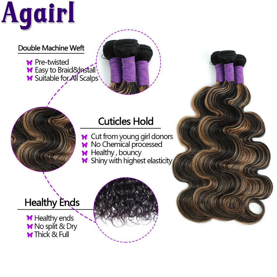 Extensiones de cabello humano brasileño con cierre, mechones ondulados de encaje Frontal, Rubio, 1B/27, 13x4