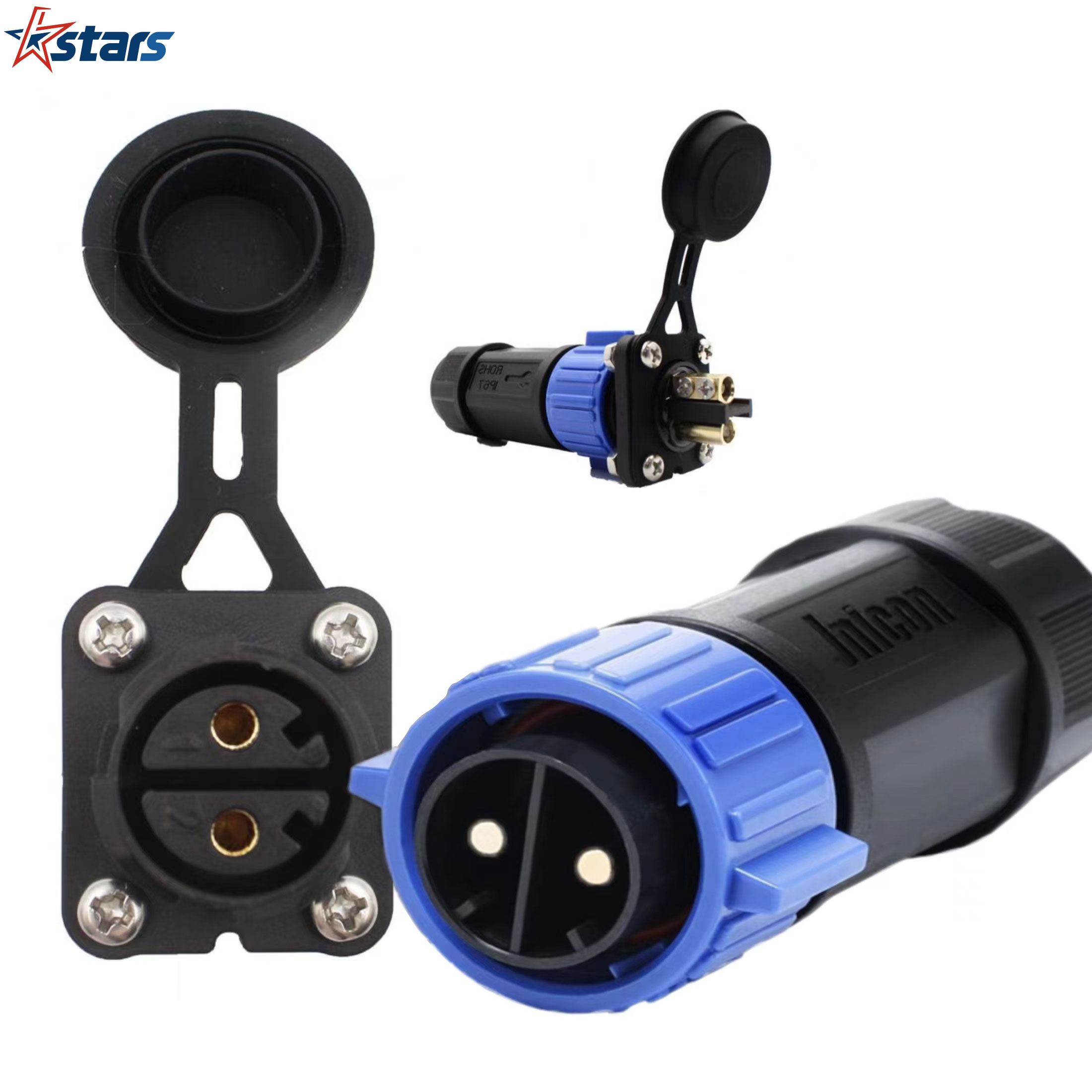 Conjunto de receptáculo de plugue de motor de corrico, plugue de motor de corrico de 12V 24V 36V 48V, conector de alimentação DC de barco marinho à prova d'água