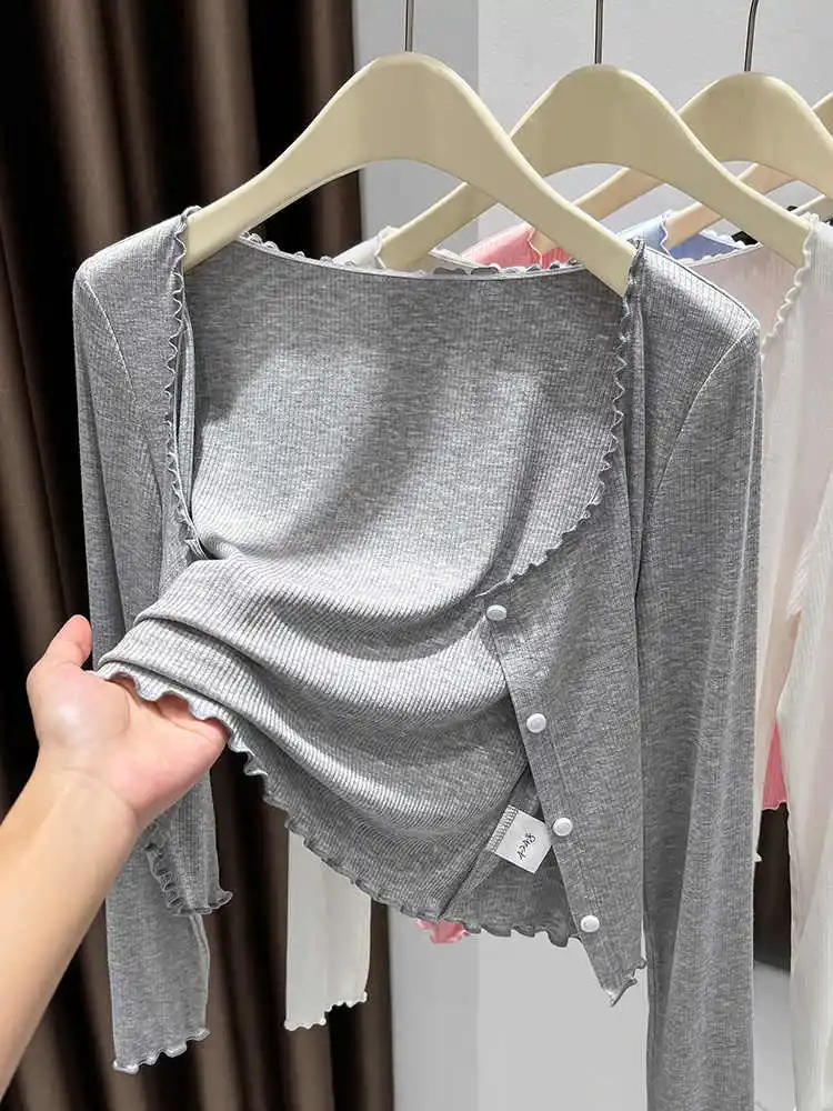 Cardigan Curto Sem Mangas com Proteção Solar para Mulheres, Top de Verão Fino Cinza com Manga Longa e Vestido ter