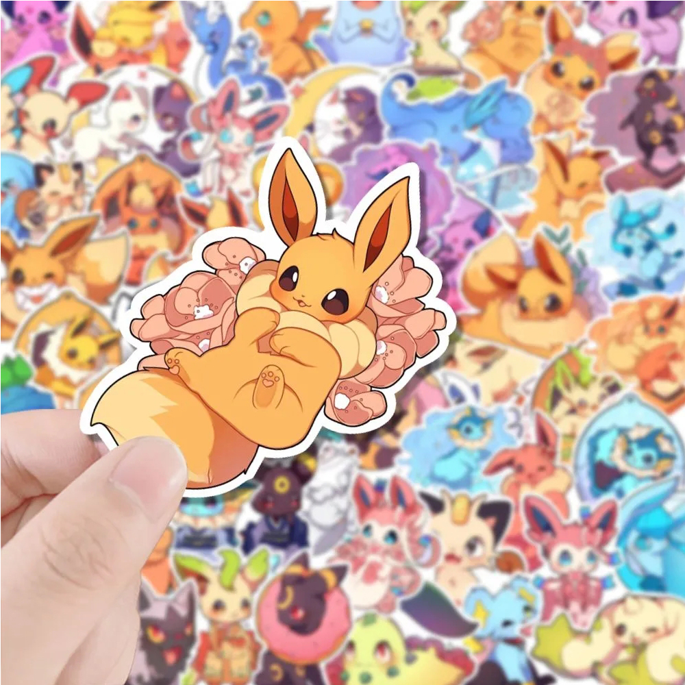10/30/50pcs 귀여운 포켓몬 애니메이션 스티커 Kawaii Pikachu Eevee 낙서 스티커 DIY 전화 물병 노트북 만화 데칼 장난감