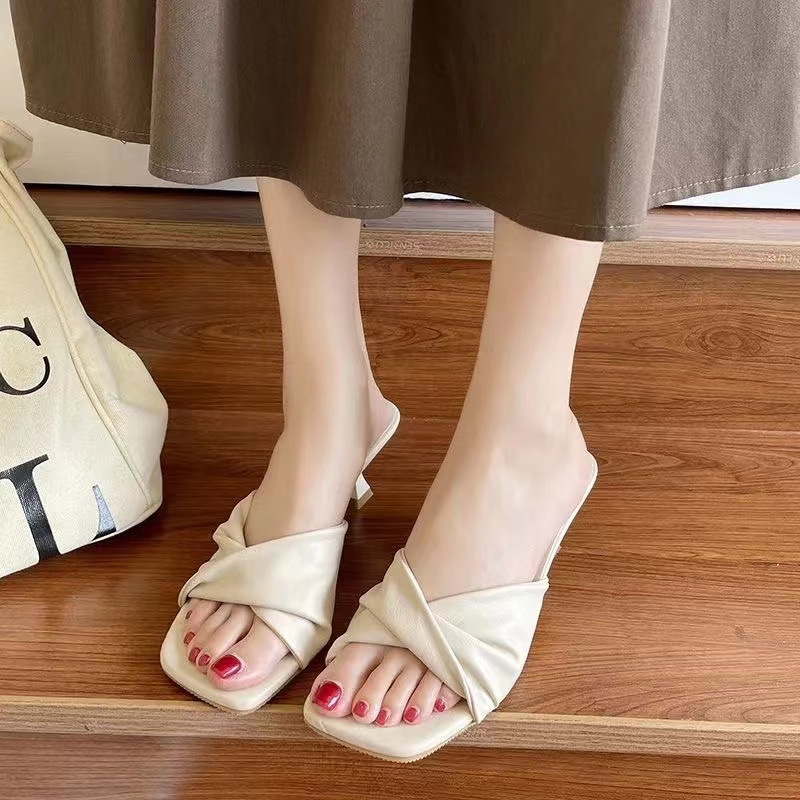 Moda verão simples senhoras chinelos orvalho pés salto alto cor sólida confortável chinelos casuais moda chinelos