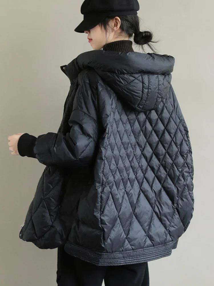 Mulheres com capuz solto 90% pato branco para baixo parka casual feminino grosso quente para baixo casaco jaquetas de neve outwear novo outono inverno jaquetas