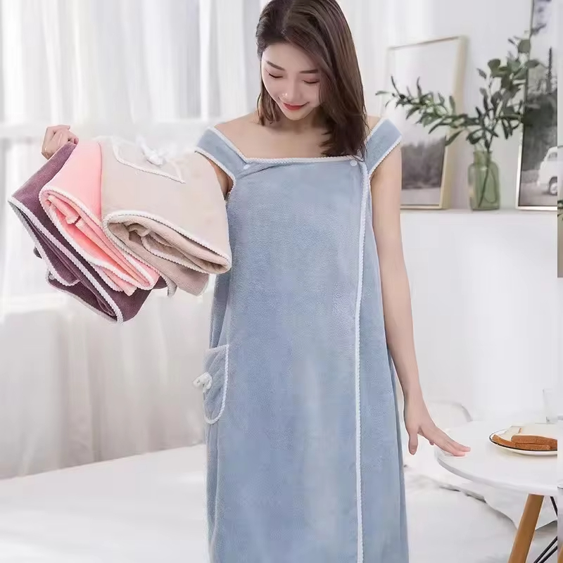 2024 Multi-function Women 80*135 Size Sexy Bathrobe Sling Sexy Tube Top Can Wear Bath Towel Soft Absorbent Bathrobe Coral Fleece