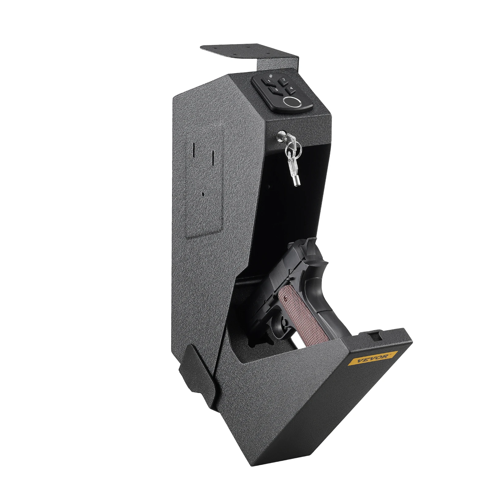 SucceBuy OS580C SE Pistola Cofre Caixa Impressão Digital Teclado Bloqueio com 2 Chaves Arma Depósito de Segurança Armazenamento Sob a Mesa