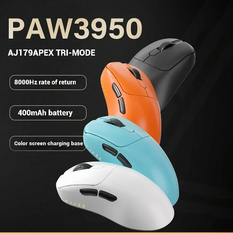 Mouse da gioco wireless AJAZZ AJ179 PRO, base di ricarica magnetica, macro personalizzabile, sensore PAW3395 compatibile con PC/laptop
