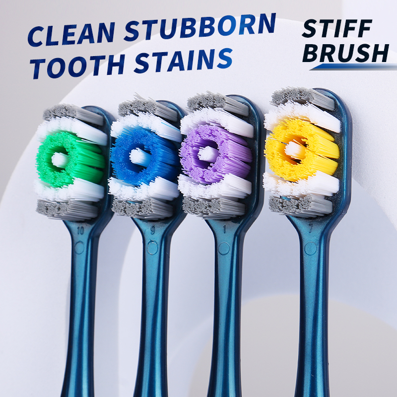 Hard bristled toothbrush for men with 6 independent packages A very hard toothbrush for adults Clean your teeth thoroughly
