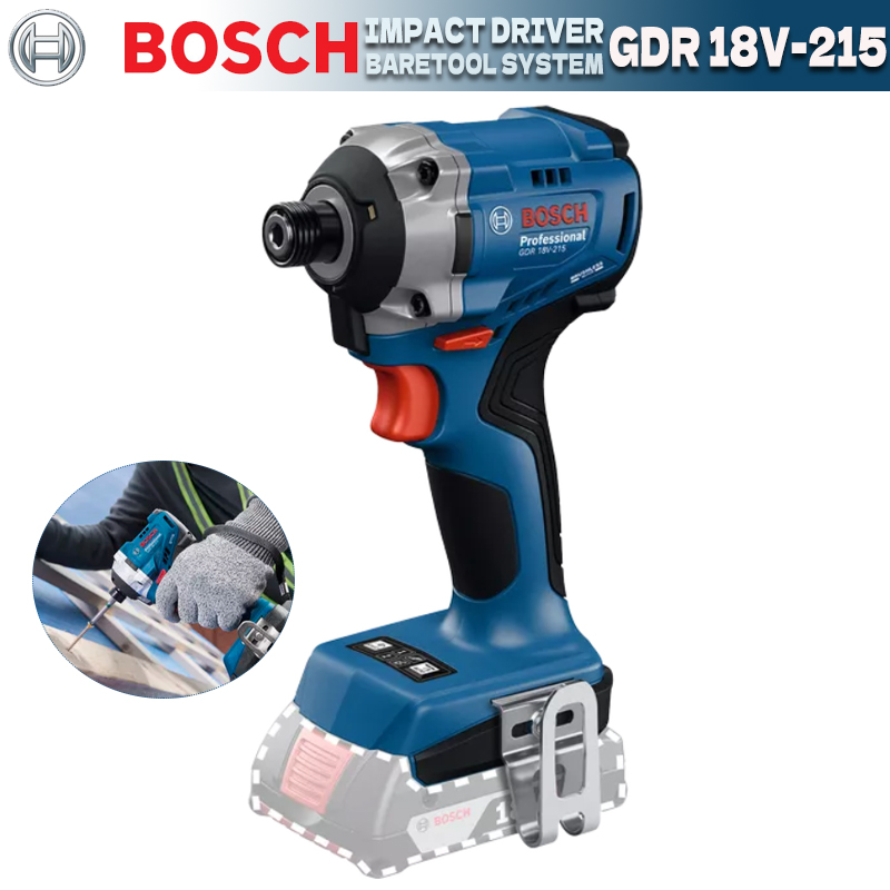 BOSCH GDR 18 В-215 Аккумуляторная ударная шуруповерт Профессиональная бесщеточная ударная дрель 215 Нм 1/4 дюйма Инструменты с внутренним шестигранником GDR18V-215