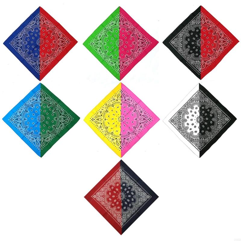 39BD Paisley Hoa Colorblock Cotton Vuông Khăn Đội Đầu Bandana Dây Đeo Tay Cà Vạt