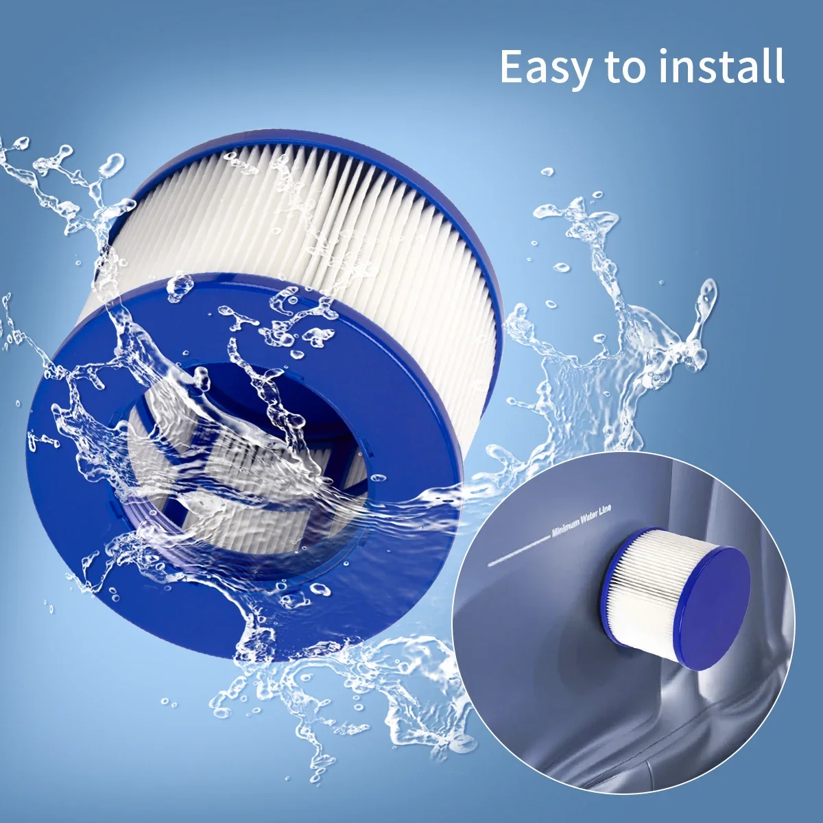 Type VI Filter Spa Filter Cartridge Compatible with GYMAX SPA & Most Hot Tub, Massage Pool, Inflatable Pool, Swimming Pool