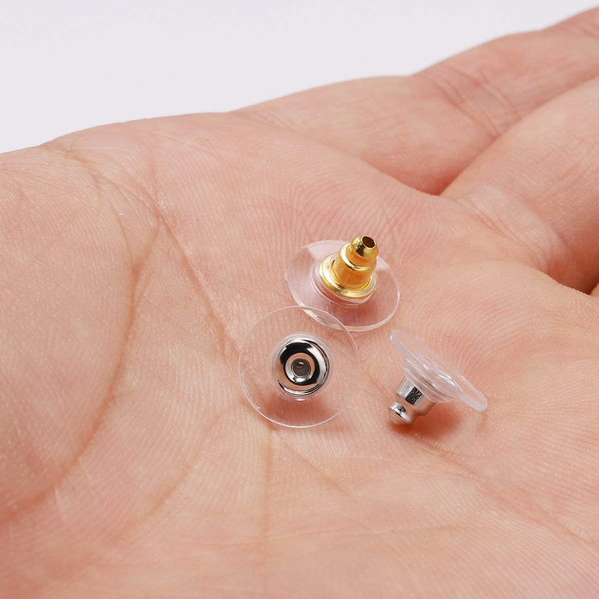 100 Uds. Tuercas de poste de goma para pendientes, tuercas de acero de silicona, parte trasera de pendiente para accesorios de fabricación de joyería DIY