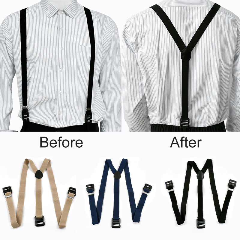 1Pc Deepeel 2.5cm Adult Men's Suspenders Harness Man Invisible 3 Clip Braces Elastic Adjust Strap Suspender Men for Shirts Pants