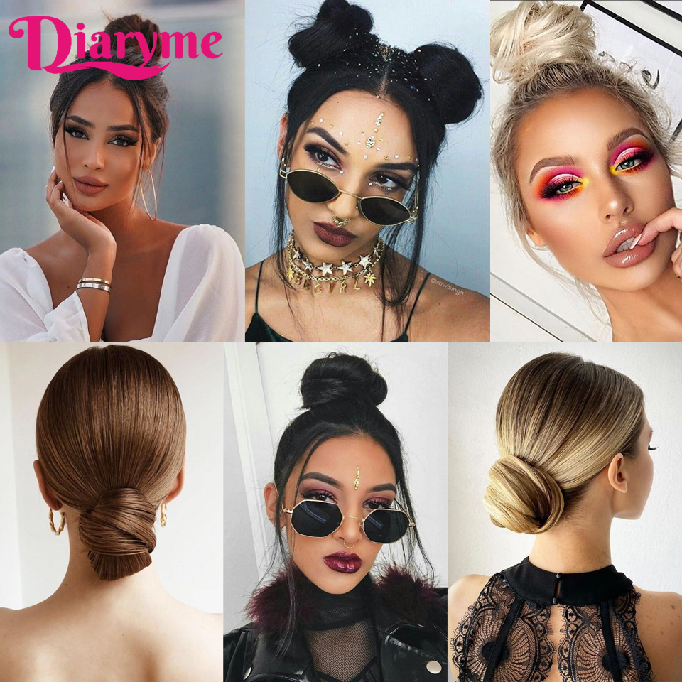 Moño de pelo sintético para mujer, lazo recto para el pelo, banda de goma elástica, extensiones de postizo, bandas para el cabello, postizo Natural fo