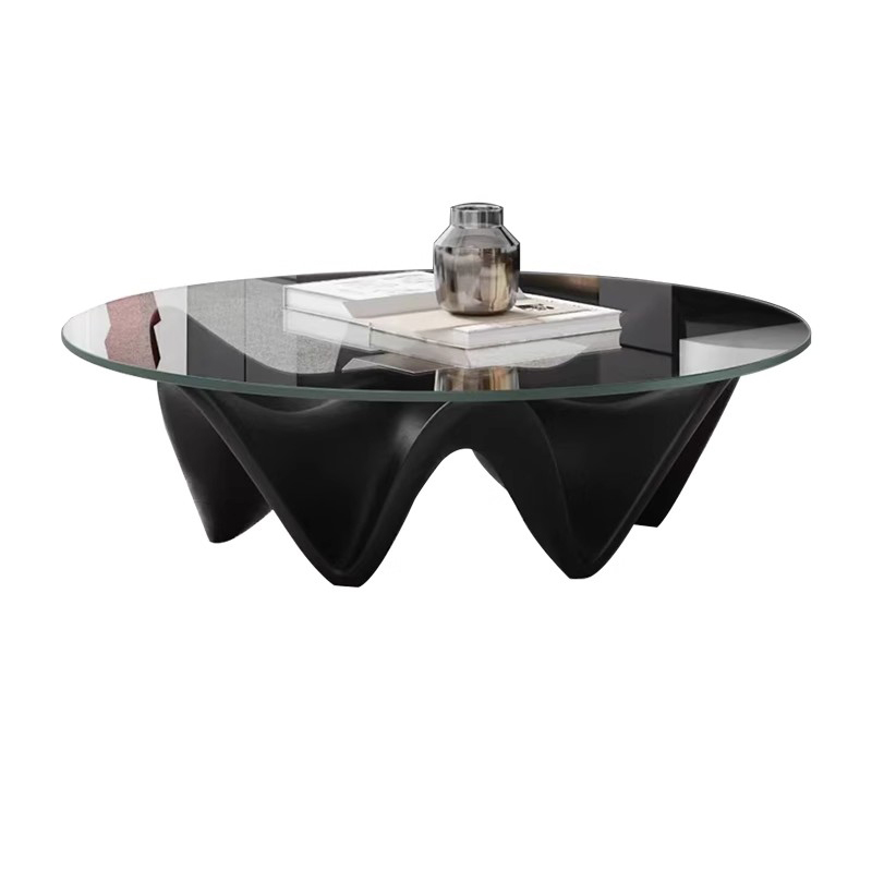 Moderner kleiner Couchtisch aus Glas, Lounge-Center, luxuriöser Wohnzimmer-Couchtisch, rund, sitzend, nordisch, Stolik Kawowy-Möbel