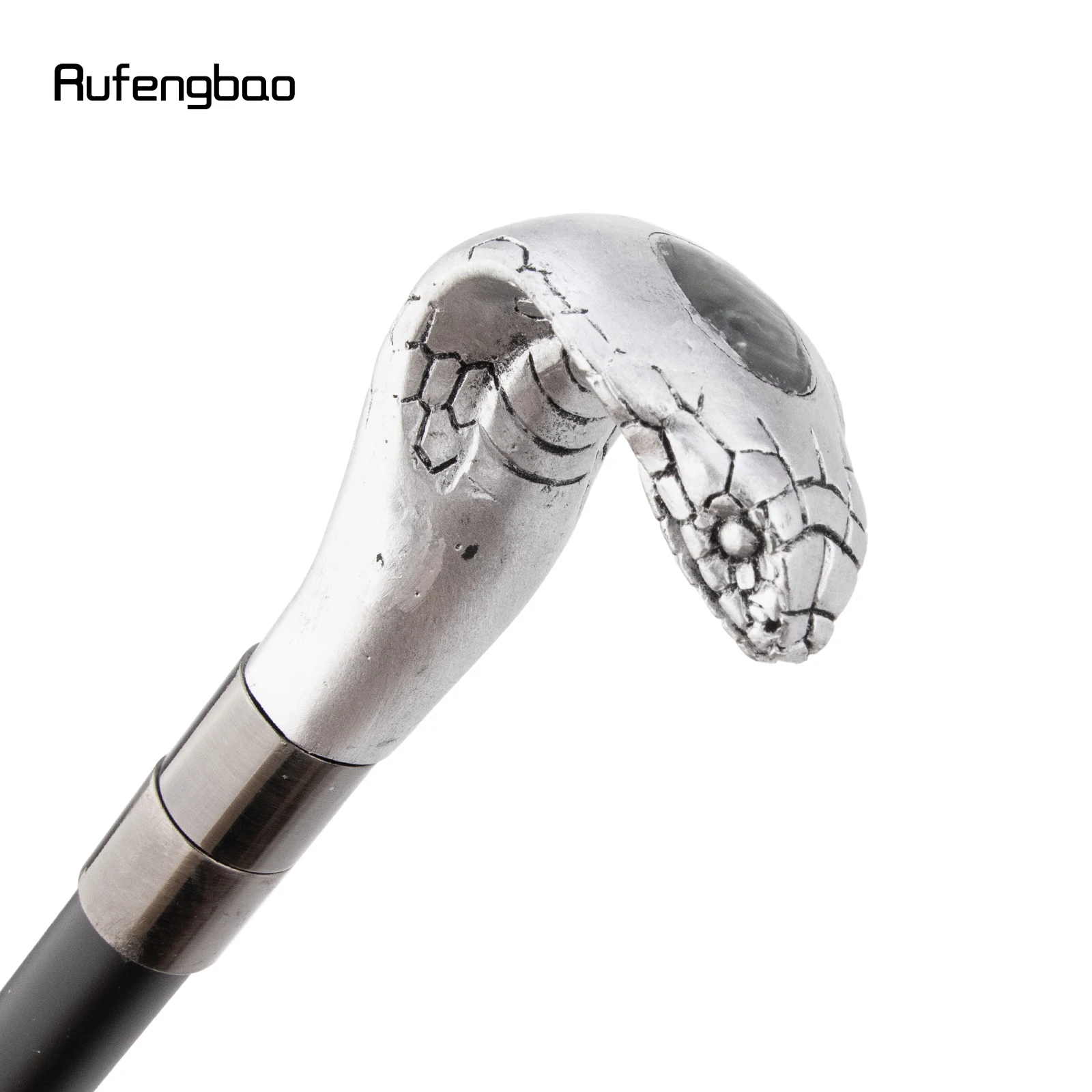 Witte Hars Slang Cobra Hoofd Wandelstok Mode Decoratieve Stalen Stok Gentleman Elegante Cosplay Riet Knop Crosier 95cm