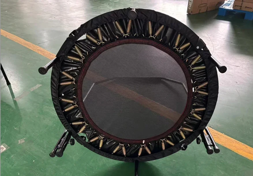 Trampoline Folding Mini Fitness Indoor Exercise Workout Rebounder 101cm with Adjustable Handle, Workout Max Load 150Kg