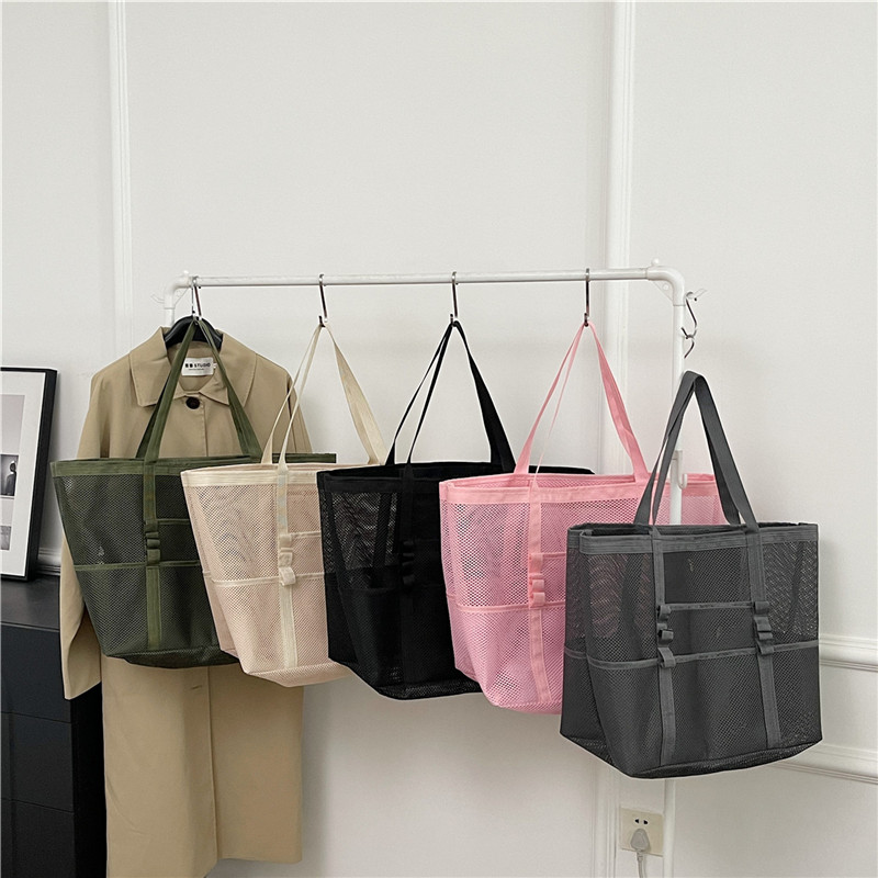 Multipocket Sommer Große Strandtasche Für Handtücher Mesh Langlebige Strandtasche Für Spielzeug Wasserdichte Unterwäsche Tasche Strand Einkaufstasche