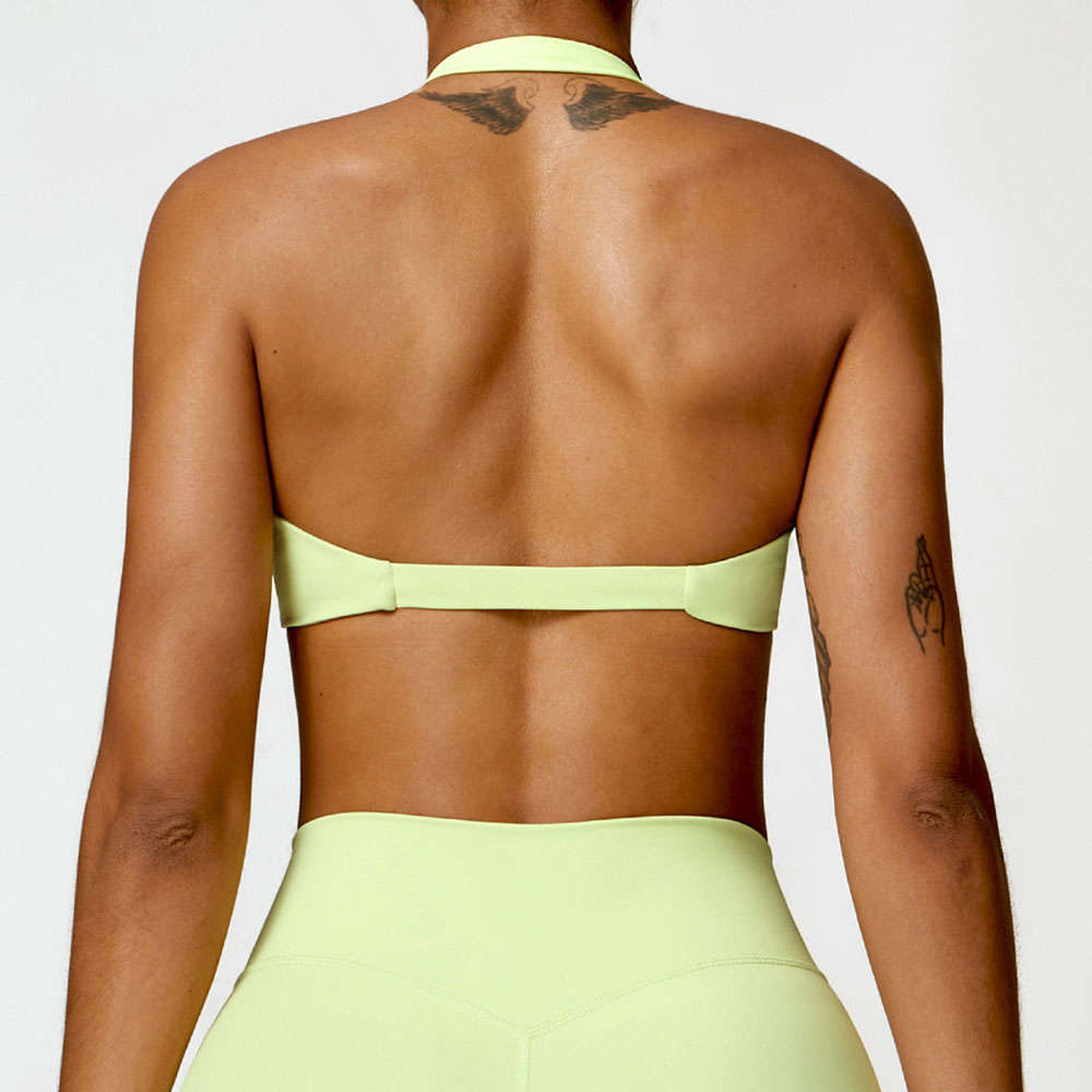 Sujetador deportivo con cuello Halter para mujer, parte de atrás bonita, Top Sexy, Push Up, sujetador de Fitness, Yoga, gimnasio, entrenamiento, Top deportivo, sujetador transpirable