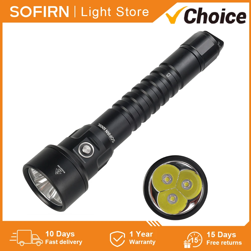 New Sofirn SD09L LED Flashlight 6800lm 21700 USB Rechargeable Underwater Waterproof Torch SST40 Diving Light