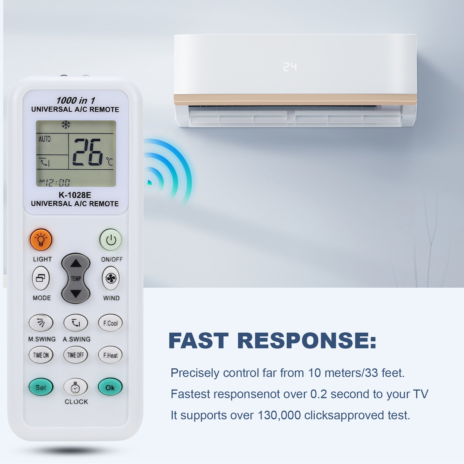 Mando a distancia universal para AC, 1000 en 1, compatible con aires acondicionados Haier, Hitachi, LG, Sharp, Gree, Midea, Bosch, Toshiba