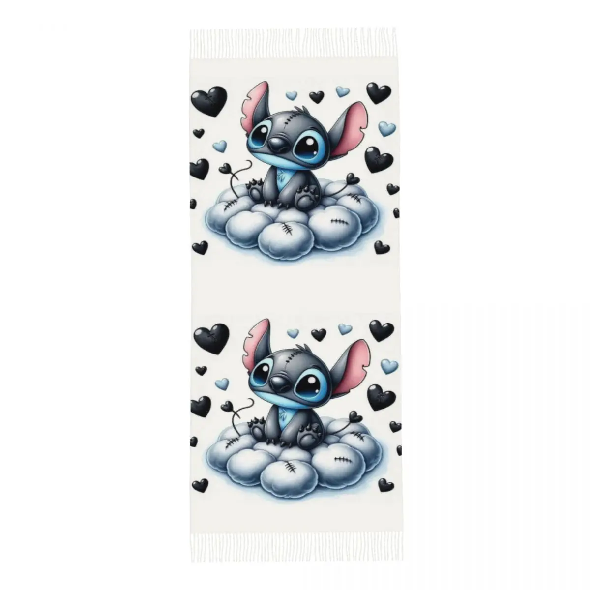 Bufanda personalizada con borlas de dibujos animados de SLilo y Stitch para mujer, chal cálido para invierno y otoño, bufandas de Anime para mujer
