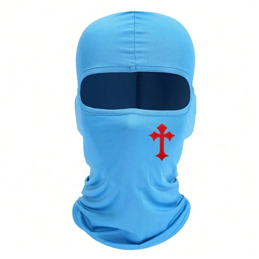 남자와 여자를위한 1pc 크로스 인쇄 마스크 후드 야외 승마 Balaclava 모자 방풍 및 선 스크린 태양 모자