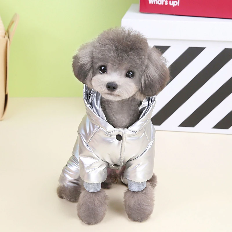Mono acolchado de invierno para cachorros, ropa impermeable para perros pequeños, chaqueta cálida Shih Tzu, mono para Chihuahua, disfraz de Yorkie