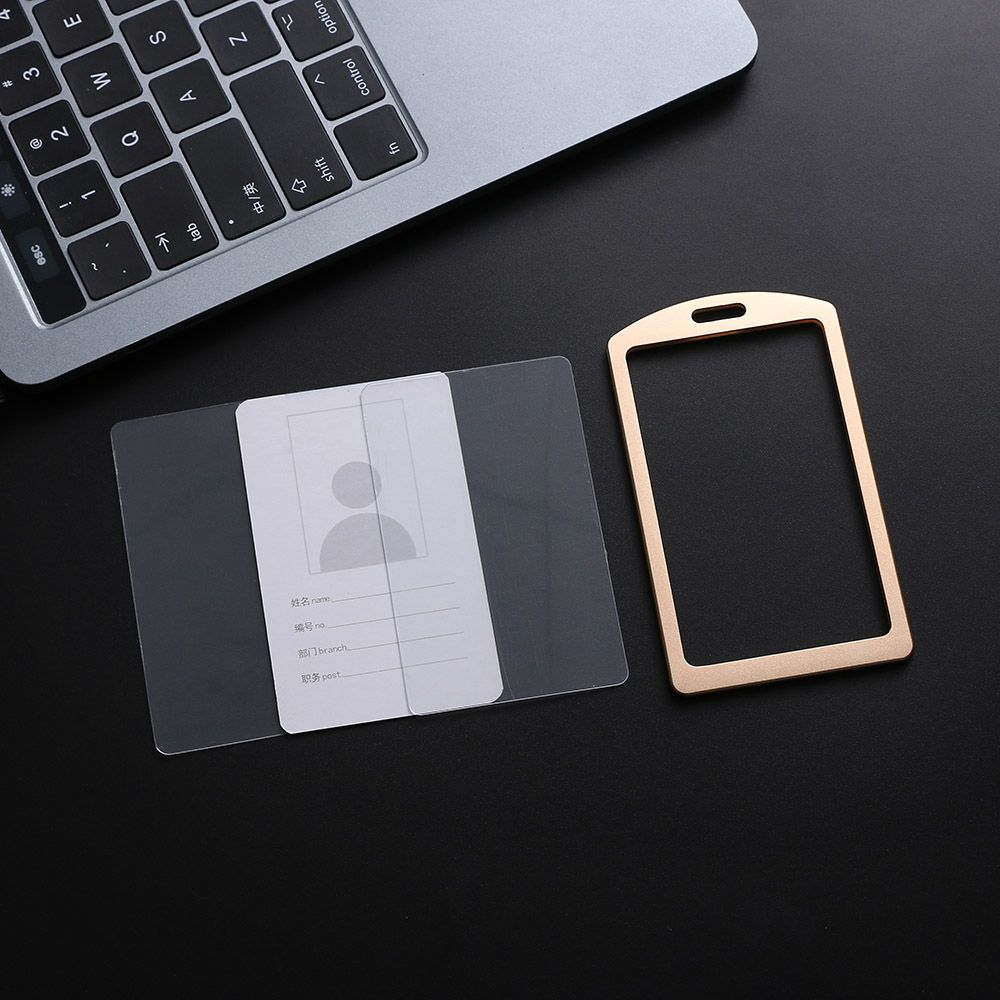 Aluminum Alloy Card Holder Work Card ID Badge Lanyard Holder Luxury Vertical Metal For Busines Work